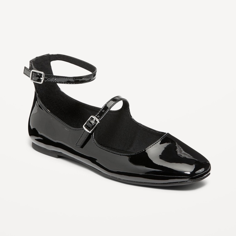 Old Navy Black Patent Double-Strap Mary Jane Flats
